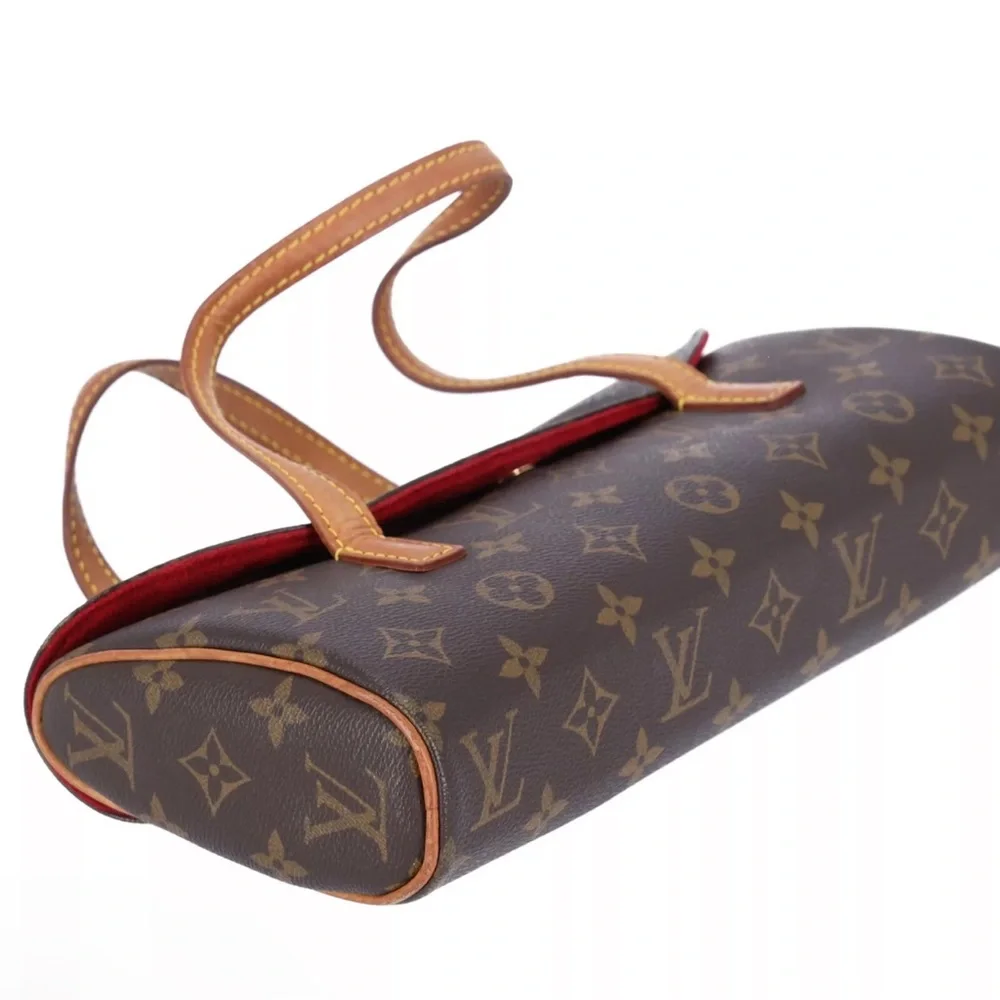 Louis Vuitton Sonatine M51902 Monogram Canvas Handbag Flap Satchel Brown